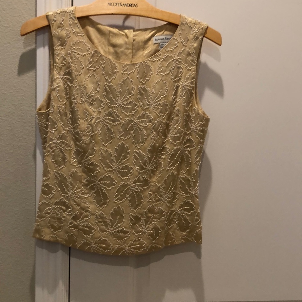 Silk sleeveless beaded evening top new never worn tag on